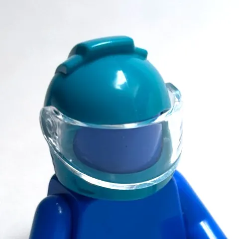 Lego - Minifigure Headgear - Teal / Dark Blue, Helmet, Space / Racing