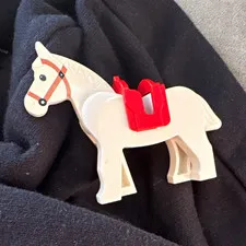 LEGO White Horse Animal Figure w/ Red Saddle, Plastic, 1 Piece