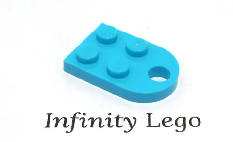 6 LEGO Medium Azure Bracket 2x3 Plate Rounded End with Pin Hole (3176) 6 Pieces