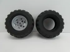 Lego Technic 1 Gray Wheel 41896 + 2 Hugh Balloon Tires 81.6 x 38R 45982