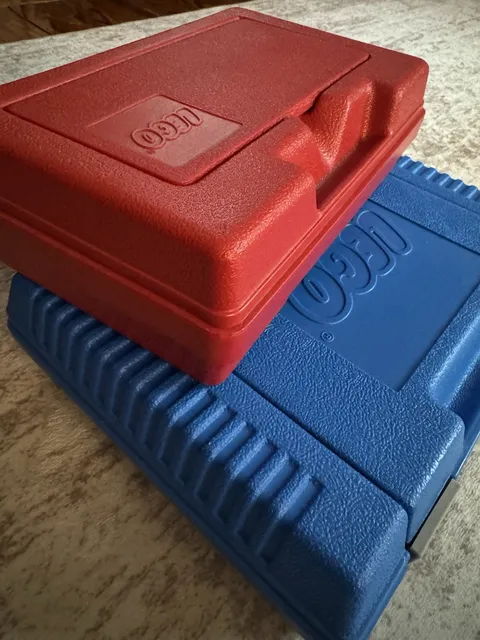 Vintage LEGO Hard Plastic Carrying Storage Cases Lot of 2 Blue & Red 1980s