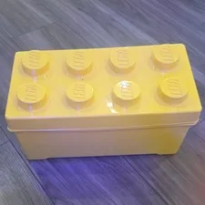 LEGO Brick Box Yellow Storage Bin Bulk Lot Mixed Bricks Pieces Parts