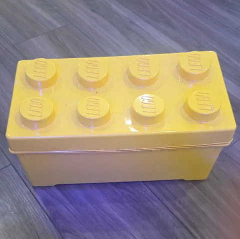 LEGO Brick Box Yellow Storage Bin Bulk Lot Mixed Bricks Pieces Parts