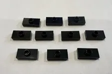 Lego Lot Of 10 Black 1x2 Plate / Tile With 1 Knob Stud New City Part