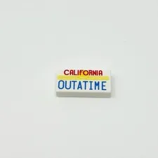 3069pb1457 LEGO Parts Tile 1x2 CALIFORNIA OUTATIME Yellow Sun White (1)