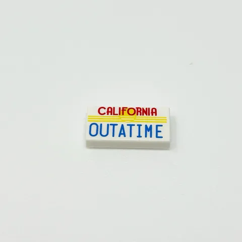 3069pb1457 LEGO Parts Tile 1x2 CALIFORNIA OUTATIME Yellow Sun White (1)