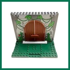 LEGO Jurassic Gate Doorway Panel 4x16x10 Brown Doors Green Plate 2018 Retired