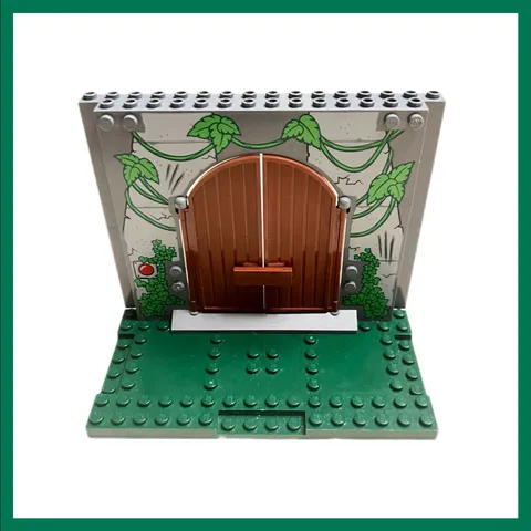 LEGO Jurassic Gate Doorway Panel 4x16x10 Brown Doors Green Plate 2018 Retired