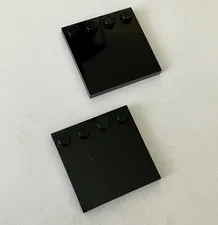 LEGO 2x NEW Pieces Tile Modified 4x4 w/ Studs on Edge BLACK #6179