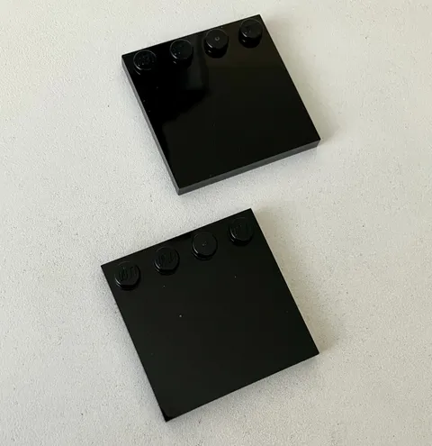 LEGO 2x NEW Pieces Tile Modified 4x4 w/ Studs on Edge BLACK #6179