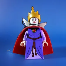 LEGO Minifigure Evil Queen with Gold Crown and Red Cape Purple Dress Plastic