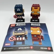 LEGO BRICKHEADZ Iron Man (41590) And Captain America (41589) **Complete**