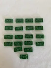 Lot of 19 LEGO Money Dollar Bill $$$ Green Money Tile 3069 #33
