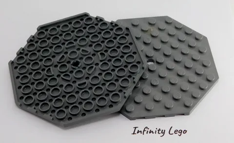 2 LEGO Dark Blush Grey Plate Base 10x10 Octagonal with Hole (89523) - 2 Pieces