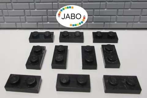 (J7/2/1) LEGO 10 x 3023 Flat Plate 1x2 Black