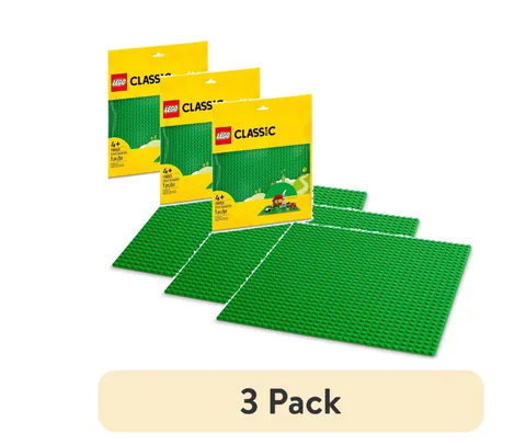 LEGO Classic Green Baseplate, Square 32x32 Stud Foundation to Build, Play,3 PACK