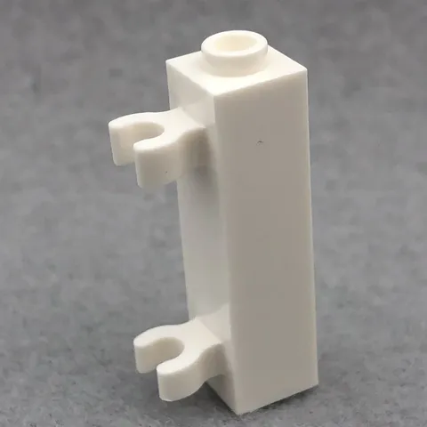 LEGO 60583b White Brick, Modified 1 x 1 x 3 W/ 2 Clips (Vertical Grip) (x1)