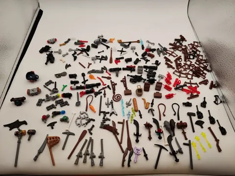 Lego Weapons & Accessories Lot Of Bows, Guns, Swords Etc. Very Large Lot