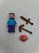 LEGO Minecraft Steve Minifigure Lot Sword Pickaxe Red Mushroom Figure