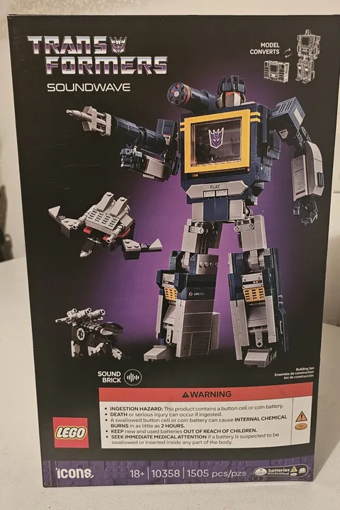 LEGO Icons Transformers Soundwave 10358, Sound Brick, 1505 pcs, 18+