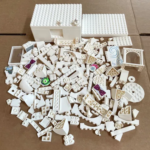 LEGO White Bulk Lot 9 oz Bricks Plates Specialty and IKEA Bygglek Storage Box