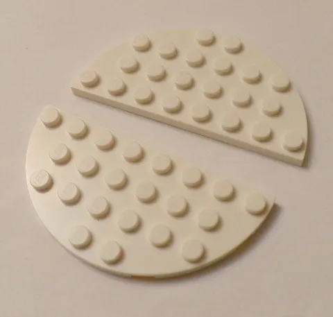 Lego x2 White 4x8 Half Round Plates, 22888 (028-186)
