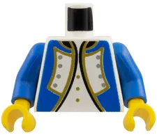 LEGO White Torso Imperial Governor / Admiral Blue Uniform Jacket with Black and