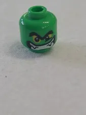 LEGO - Minifig Head Yellow Eyes and Wide Grin w/ Teeth & Fangs - Bright Green