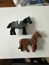 LEGO Horse Lot Black Printed Castle Horse & Brown Horse Genuine Animals Figures