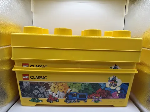 2 LEGO Storage Brick Case 8 Stud Large Yellow Container Plastic Bin 14x7x9.5