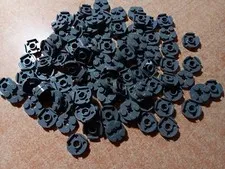 LEGO LOT OF 100 DARK BLUISH GRAY ROUND PLATES 2X2 AXLE HOLE #4032