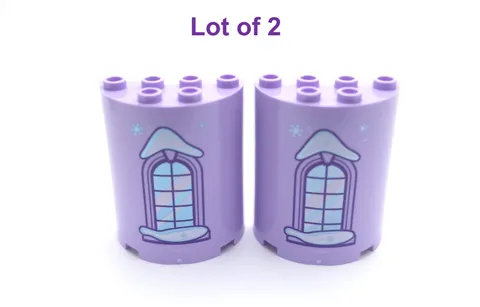 Lego 2x4x4 Half Cylinder Lavender Curved Lattice Window and Snowflakes Pattern
