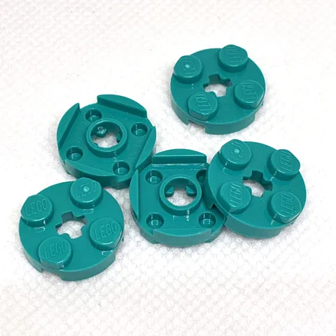 LEGO Parts - Dark Turquoise Plate, Round 2 x 2 with Axle Hole - No 4032 - QTY 5