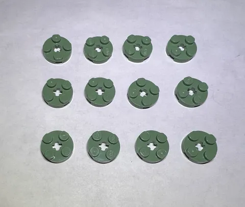 Lego Lot Of 12 Sand Green 2x2 Round Plate Plates New City Part