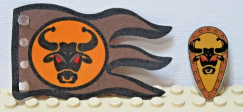 Lego Bull's Attack 6095 8x5 Bull Head Cloth Flag x376px3 And Shield 2586p4g Lot