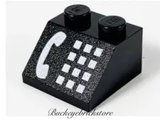 LEGO Black Slope 45 2 x 2 with Phone White Pattern