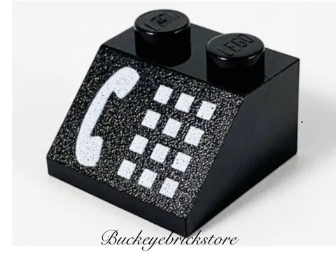 LEGO Black Slope 45 2 x 2 with Phone White Pattern