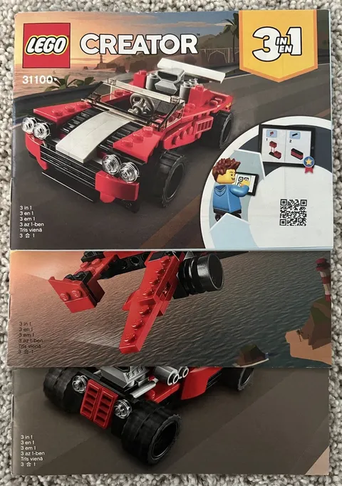LEGO CREATOR Set 31100 3in1 Race Cars & Airplane Manuals Instructions Only.