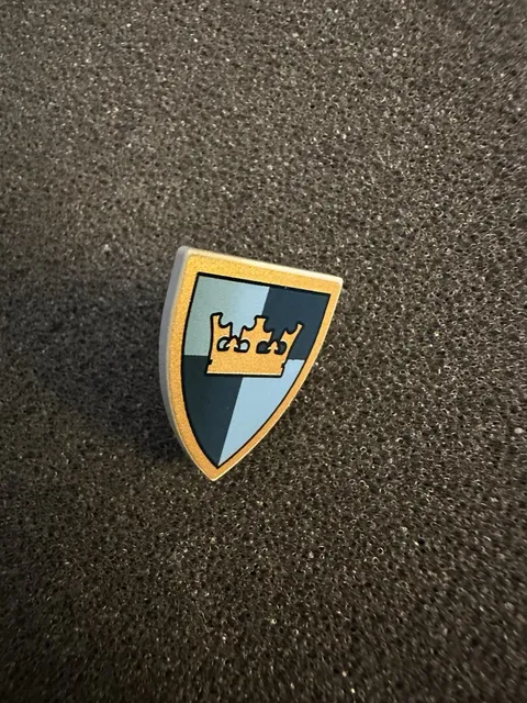 LEGO Medium Triangular Gold & Blue Crown Knight Shield - Fantasy Era  - New