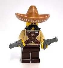 Lego Western Bandito Minifigure = Wild West - Frontier Minifigure w/ Sombrero