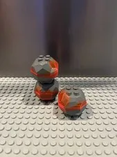 Lego lot 3 Rock 4x4 boulders trans neon orange marbled dark bluish gray - Nice!