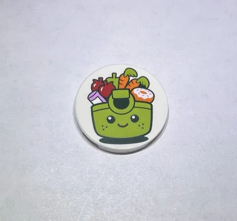 Lego White 3x3 Tile Round Green Grocery Bag Food Smile New Friends 53