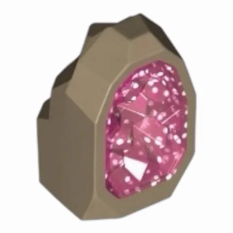 LEGO Minifigure Rock 1 x 1 Geode with Molded Glitter Trans-Dark Pink Crystals