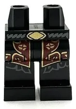 Lego New Minifig Pants Black Legs w/ Dark Bluish Gray Spiral Belt Gold Buckle