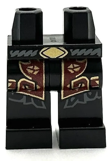 Lego New Minifig Pants Black Legs w/ Dark Bluish Gray Spiral Belt Gold Buckle
