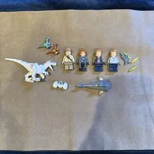 LEGO Jurassic Park World Minifigures and White Raptor + Baby Raptor Lot 