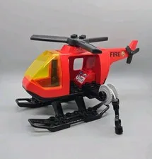 Lego Duplo Fire Rescue Helicopter  With Lift Red Black Yellow