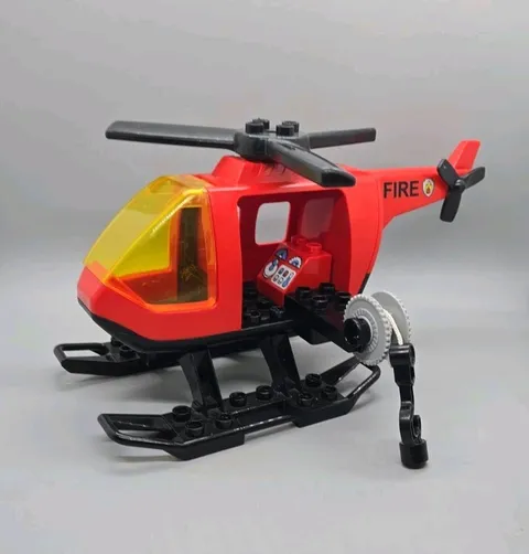 Lego Duplo Fire Rescue Helicopter  With Lift Red Black Yellow