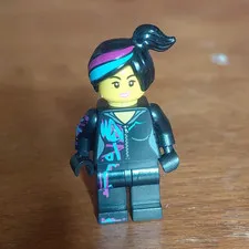 LEGO Female Minifigure Black Outfit Teal/Pink Print with Ponytail Hair