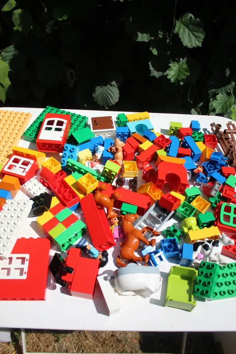 Lego Duplo Brick Lot Yellow Red Green Blue + Plate